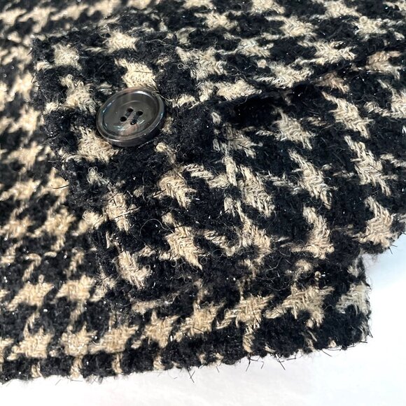 Avec Les Filles Lea Houndstooth Size L Cropped Tweed Wool Blazer Jacket Metallic - Picture 8 of 9